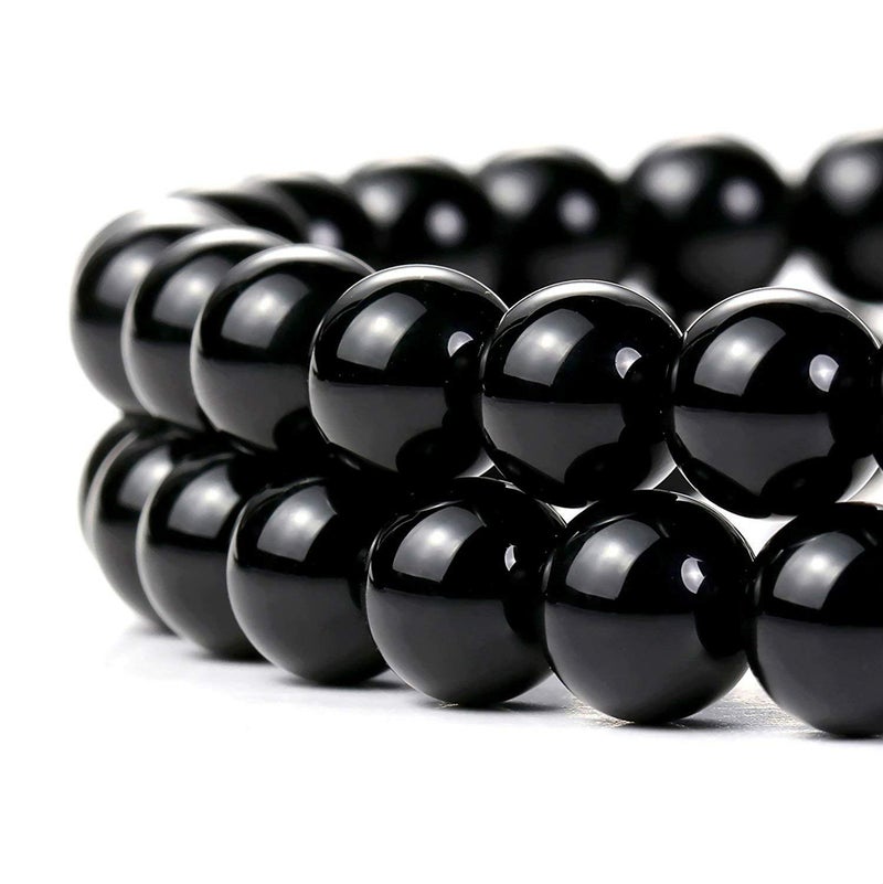 LIFAVOVY 8mm Natural Black Onyx Beads Round Agate Gemstone Loose Beads for Jewelry Making (45-48pcs/strand) - Image 2